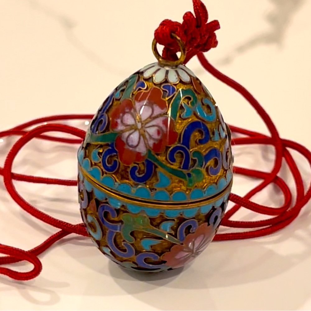 Lilian Vernon Vintage Cloisonné Egg Necklace